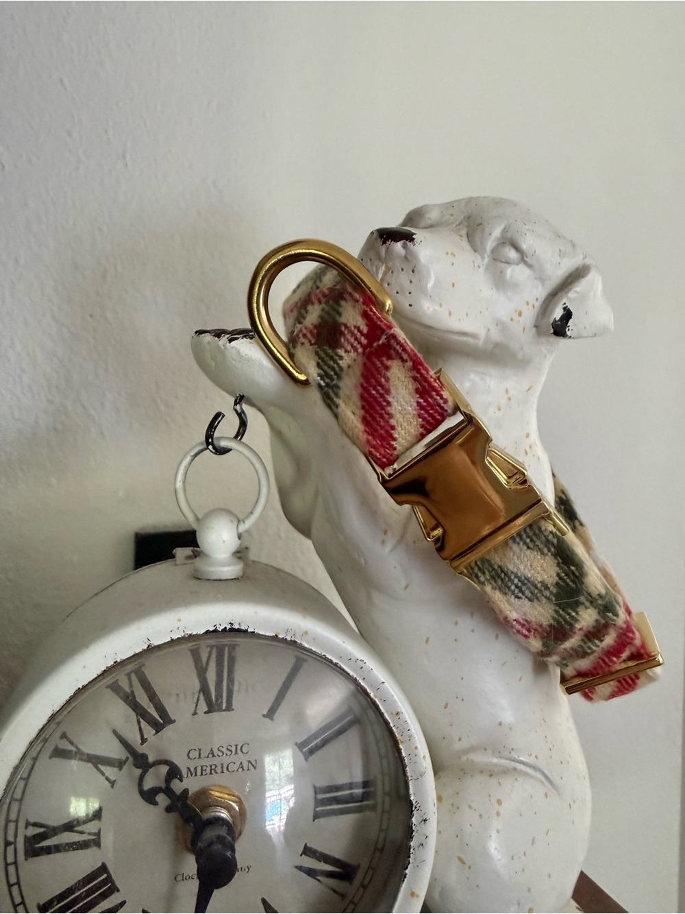 The Foggy Dog Red & Green Plaid Collar with Gold Hardware